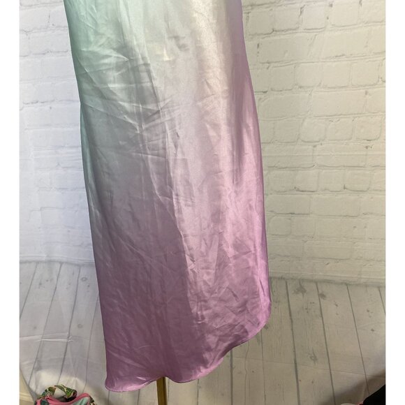 CLEARANCE Je Jadore Strappy Blue Purple Ombre Satin Cowl Neck Midi Medium Slip - Picture 3 of 8
